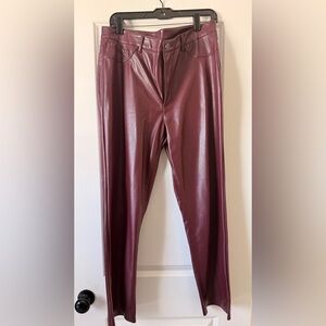Joie Women's Deep Burgundy Leather Trousers